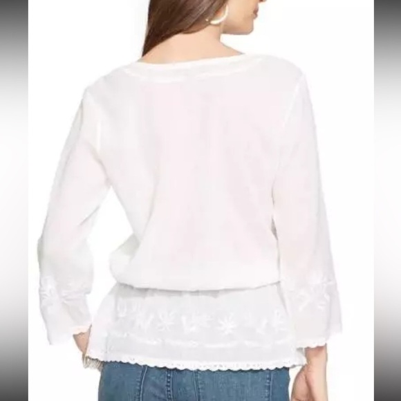 NEW LRL Womens 100% Cotton Tunic Blouse Embroidered White Sz M Peasant Beach - Picture 2 of 14